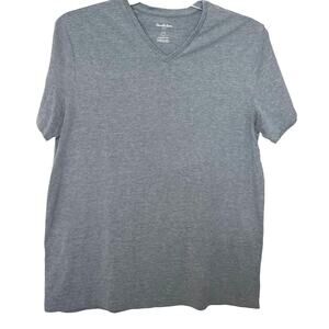 GOODFELLOW & CO. LYNDALE TEE SHORT SLV, V-NECK T-SHIRT, WOMENS, L, GREY